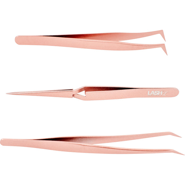 Lash Extension X-Type Tweezer - Rockstar Rose Gold - lashx.pro Healthier Professional lash extension products 